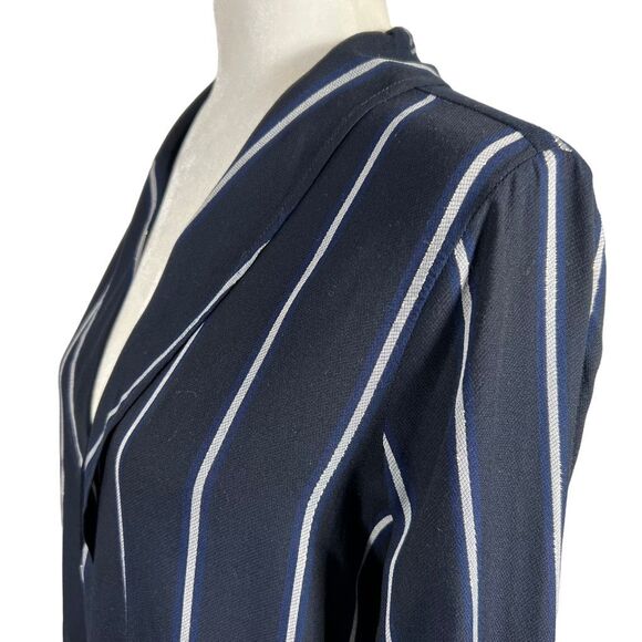 Rails Small Stripe Navy Blue & White Long Sleeve Blouse Ava style tie front deta - Picture 6 of 13